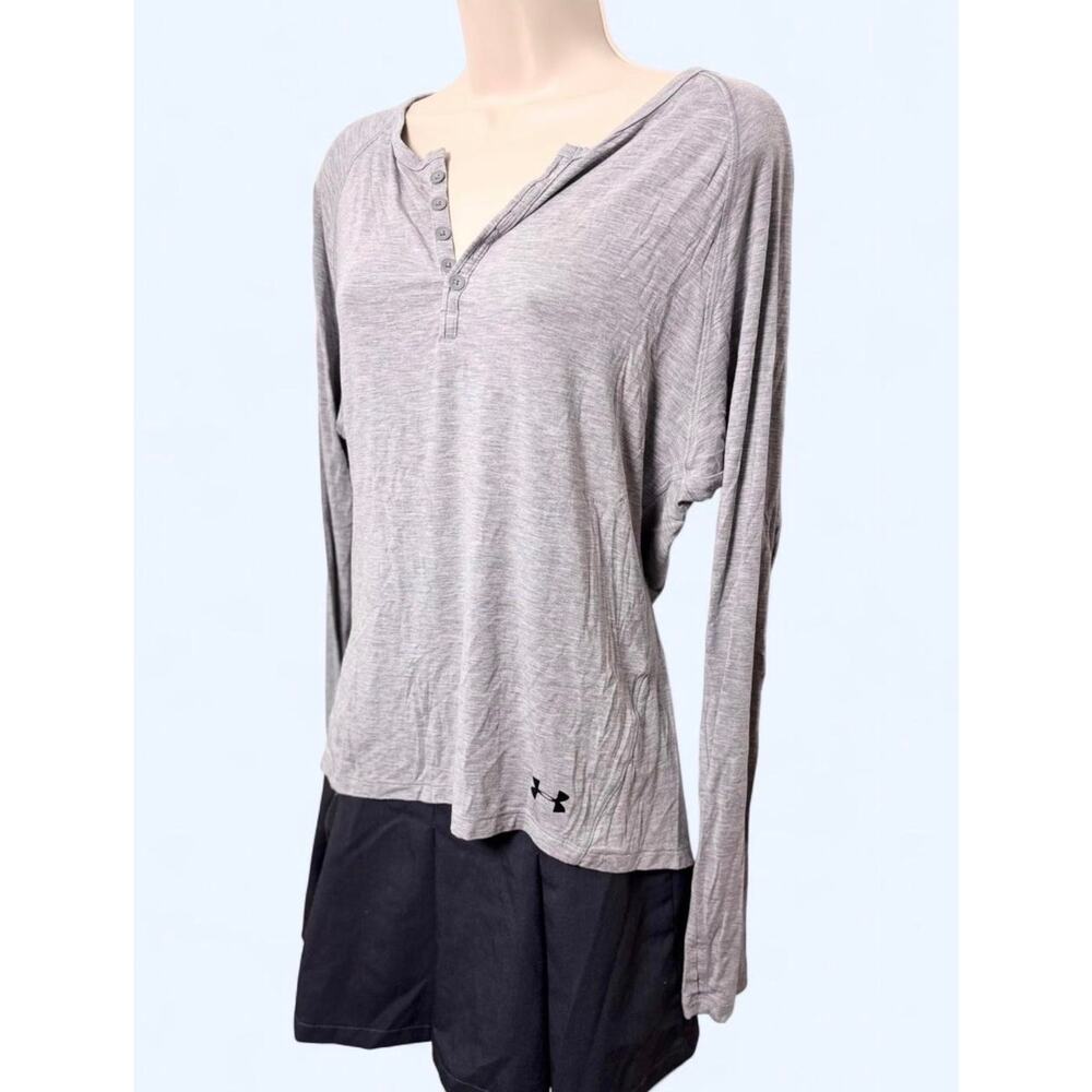 Grey Under Armour Long Sleeve Super Soft Sleep Henley Top